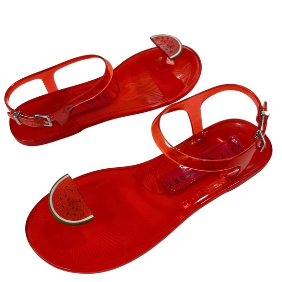 Katy Perry Collections Shoes - KATY PERRY Sandals The Geli Watermelon Buckle Ankle Strap Flat Jelly Shoes Red 8